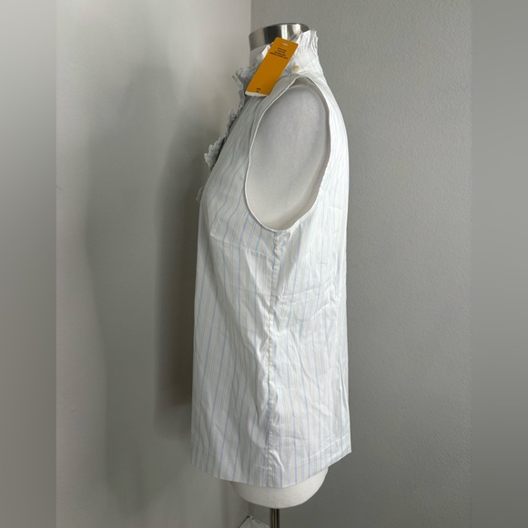NEW TORY BURCH RUFFLE BUTTON SHIRT SLEEVES 10 - Picture 2 of 9